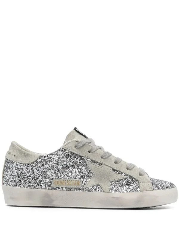 Golden Goose Super-Star glitter sneakers silver-tone