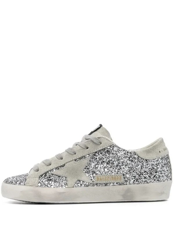 Golden Goose Super-Star glitter sneakers silver-tone