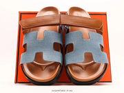 Hermès Chypre Sandal Blue Denim